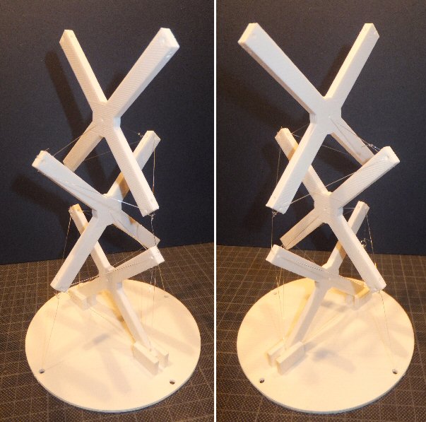 simple 3 X tensegrity tower and base